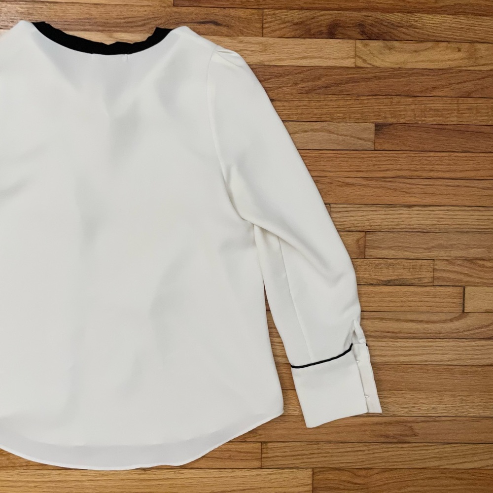 OLIVE White Ribbon Neck Blouse - Picture 10 of 11